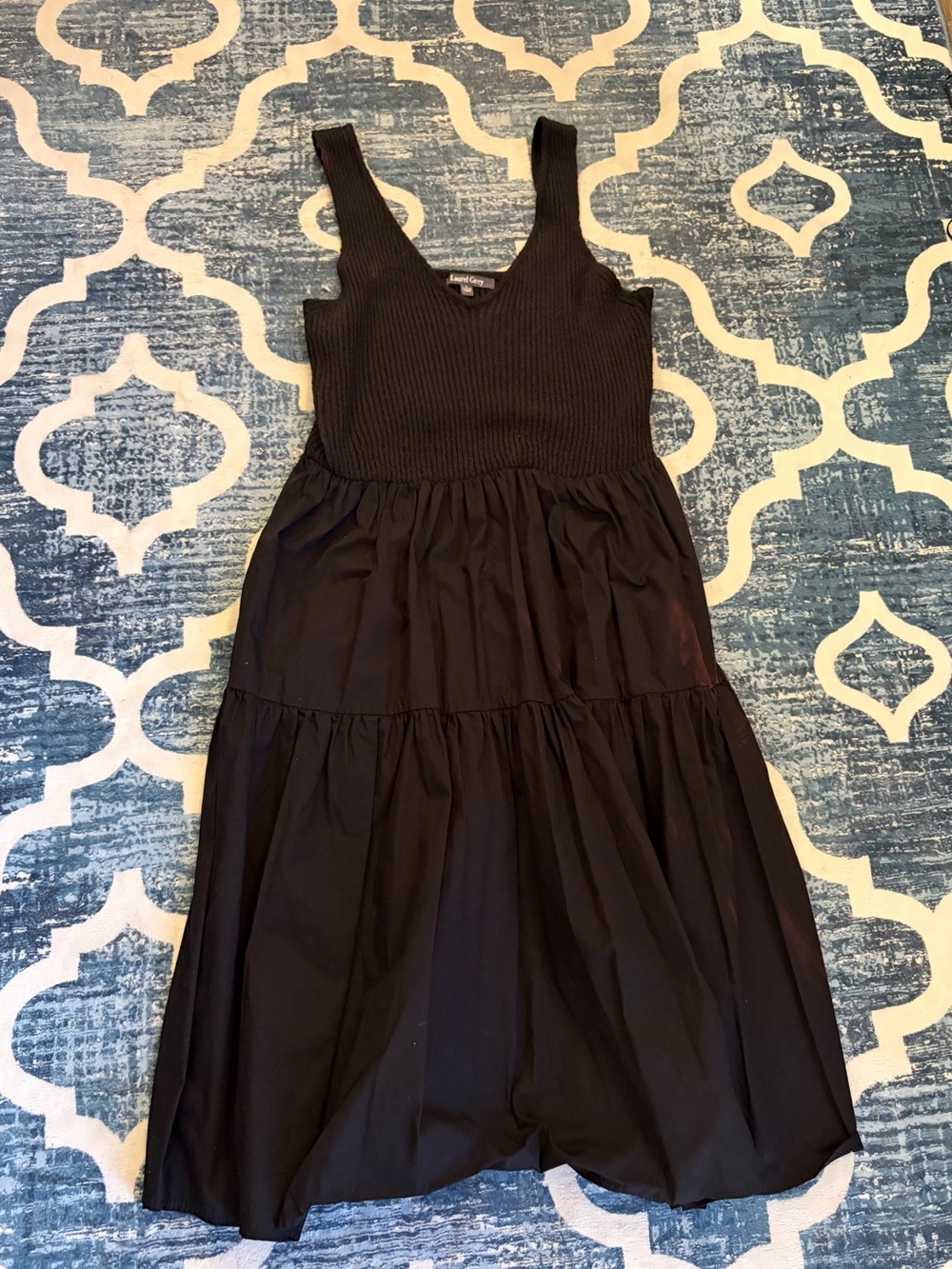 Black Sleeveless Maxi Dress with Smocked Bodice